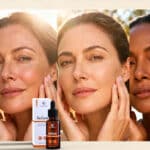 Luxury skincare serum bottle representing The Serum C+E for fading dark spots and brightening uneven skin tone